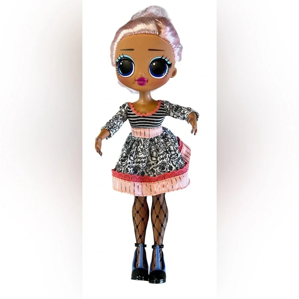 MGA L.O.L. Miss Sundae Doll with Retro Inspired Pink-Trim Striped Bodice Dress